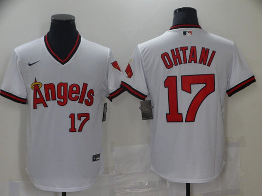 Men's Los Angeles Angels Shohei Ohtani #17 White Printed Baseball jersey