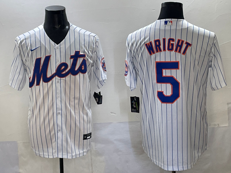 Men's New York Mets David Wright #5 White Home Replica Player Jersey