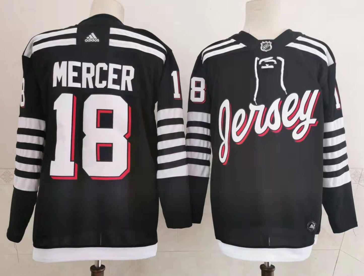Men's New jersey Devils Jamie Dawson Mercer #18 Black Player Game jersey