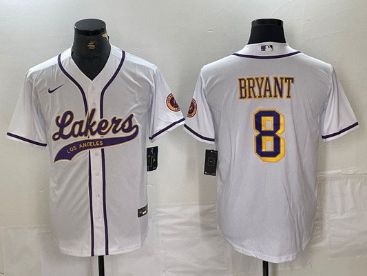 Men's Los Angeles Lakers Kobe Bryant #8 White Replica Player Jersey