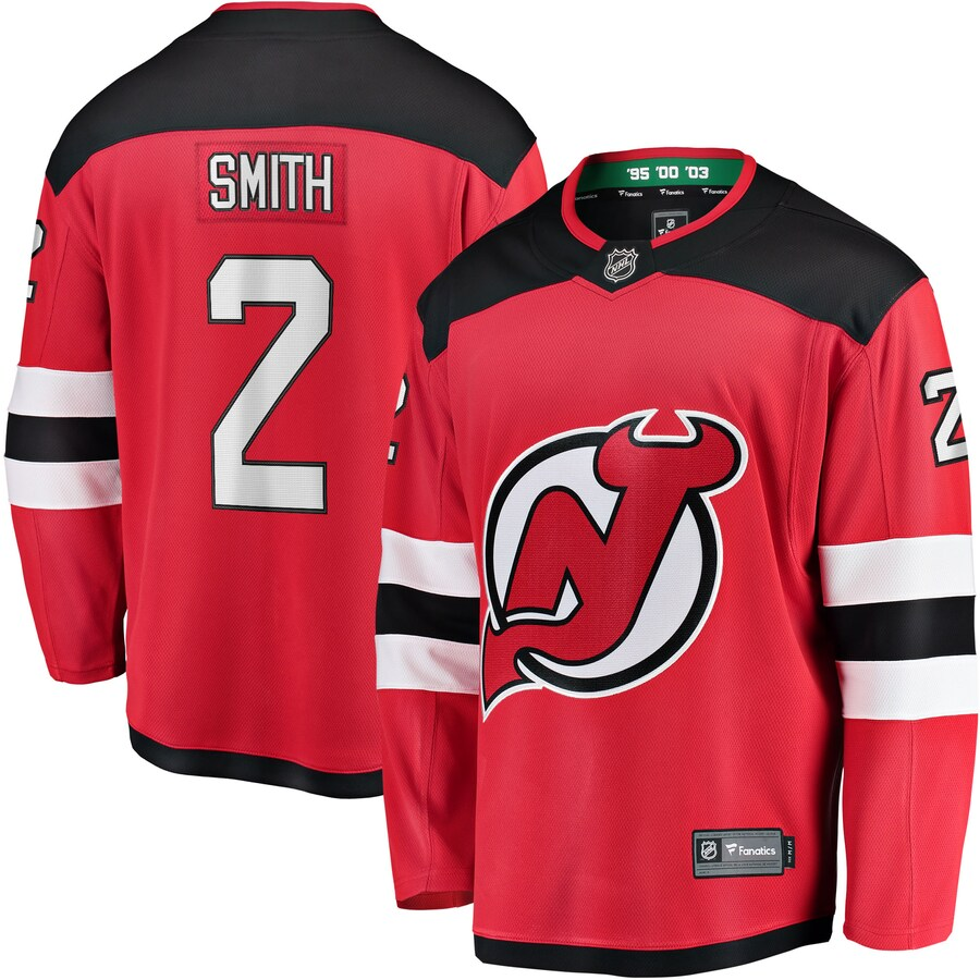 Men's New jersey Devils Brendan Smith #2 Red Player Game jersey