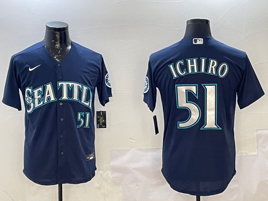 Men's Seattle Mariners Ichiro Suzuki #51 Navy Replica Player jersey