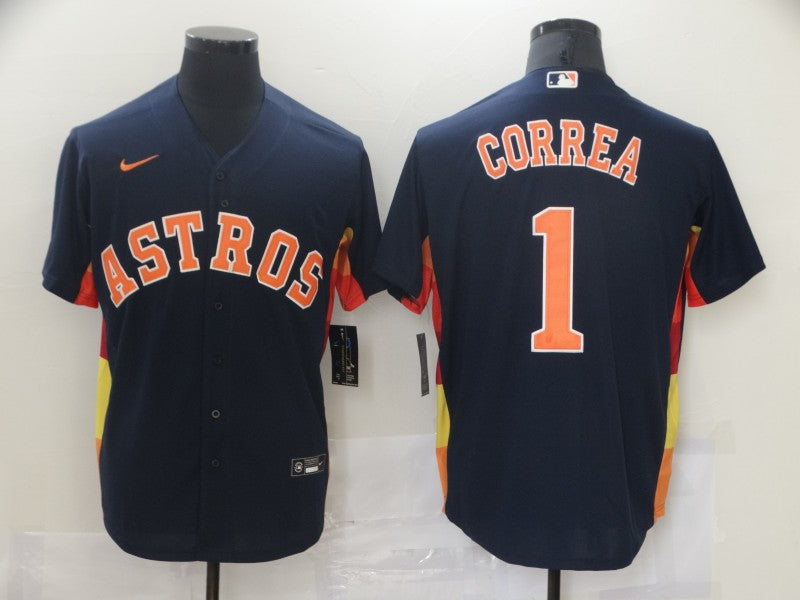 Men's Houston Astros Carlos Correa #1 Navy Alternate Replica Player Name jersey