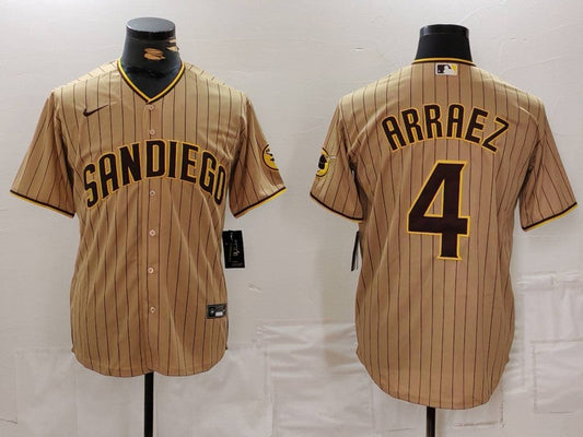 Men's San Diego Padres Luis Arraez #4 Tan Limited Player jersey