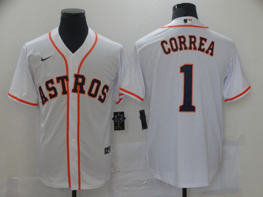 Men's Houston Astros Carlos Correa #1 White Replica Baseball jersey