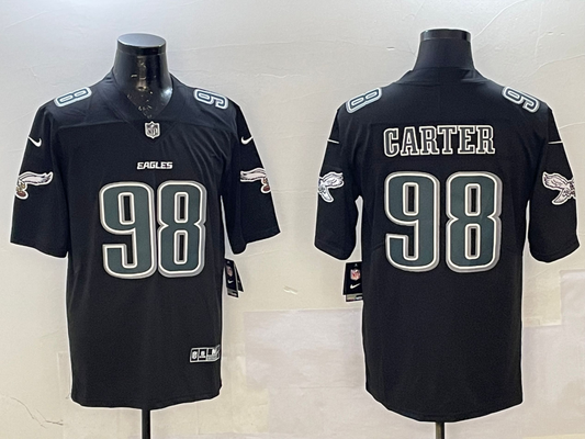 Men's Philadelphia Eagles Jalen Carter #98 Black Fashion Game Jersey