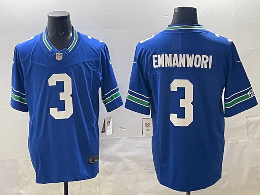 Men's Seattle Seahawks Nick Emmanwori #3 Royal Alternate Game Jersey