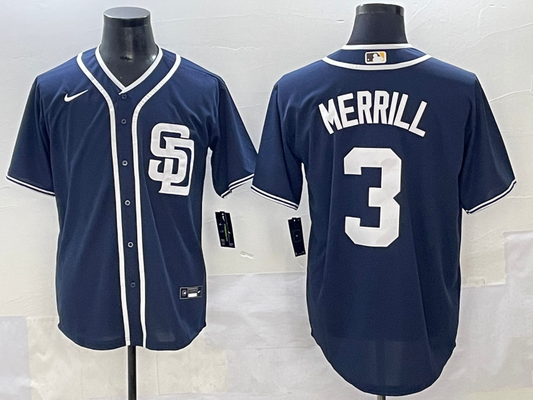 Men's San Diego Padres Jackson Merrill #3 Navy Limited Player Jersey