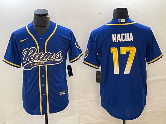 Men's Los Angeles Rams Puka Nacua #17 Royal Game jersey Joint Edition