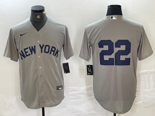 Men's New York Yankees Juan Soto #22 Gray Limited Game Name jersey