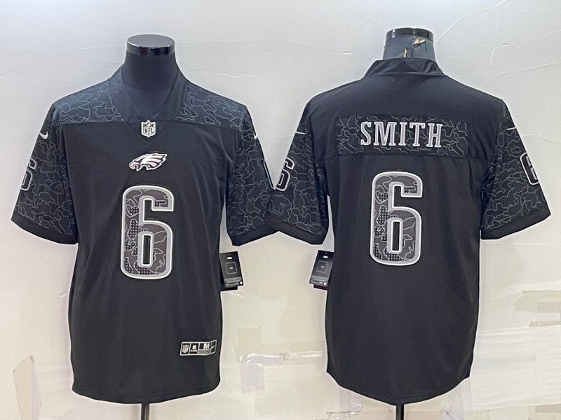 Men's Philadelphia Eagles DeVonta Smith #6 Black RFLCTV Limited jersey