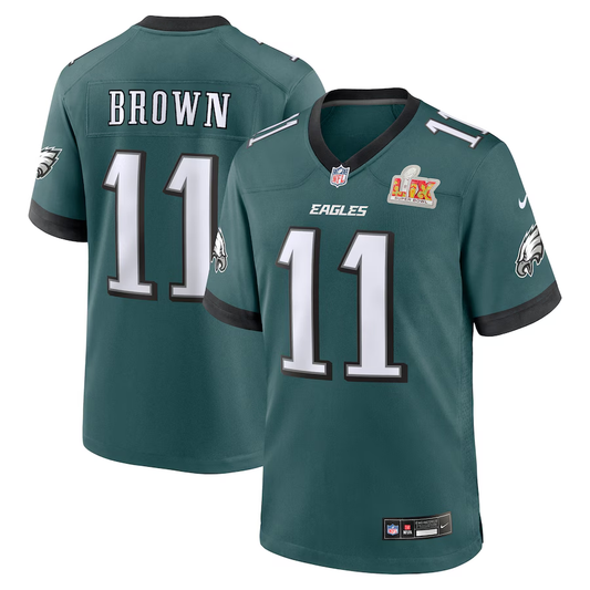 Men's Philadelphia Eagles A.J. Brown #11 Midnight Green Super Bowl LIX Game Player jersey