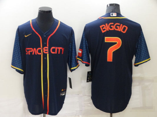 Men's Houston Astros Craig Biggio #7 Navy Space City jersey