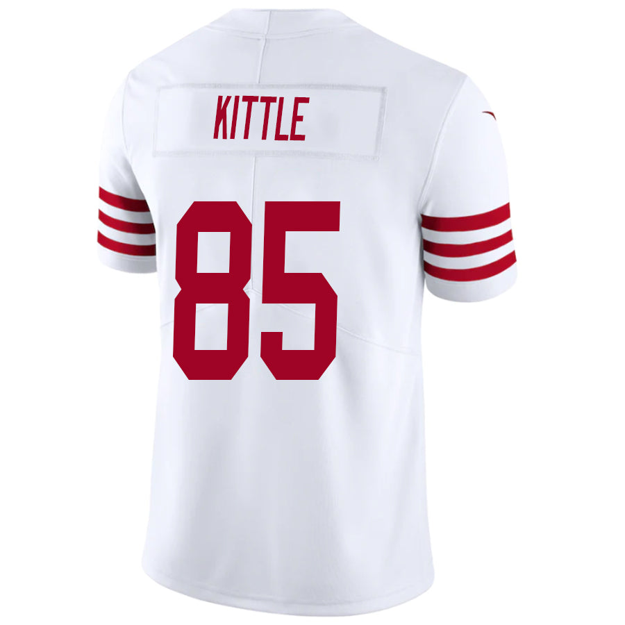 #85 George Kittler Player SF.49ers White Scarlet Vapor F.U.S.E. Limited Football Jerseys