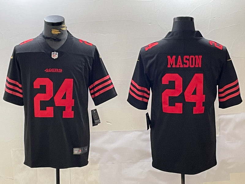 Men's San Francisco 49ers Jordan Mason #24 Black Player Game jersey