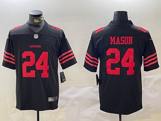 Men's San Francisco 49ers Jordan Mason #24 Black Player Game jersey