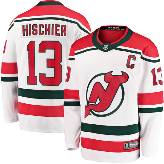 Men's New jersey Devils Nico Hischier #13 White Player jersey