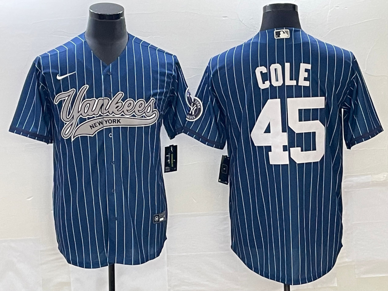 Men's New York Yankees Gerrit Cole #45 Blue Player jersey Joint Edition