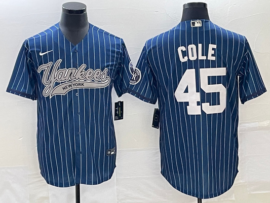 Men's New York Yankees Gerrit Cole #45 Blue Player jersey Joint Edition