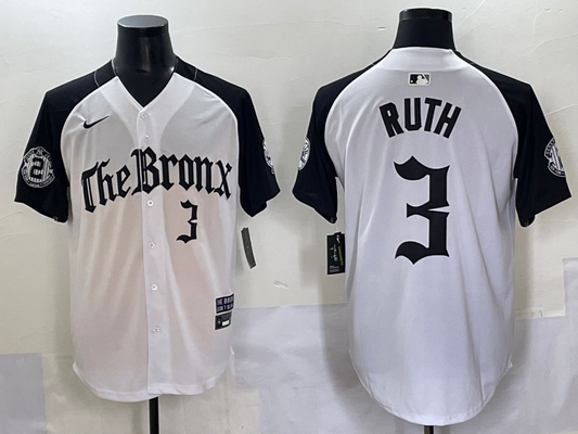Men's New York Yankees Babe Ruth #3 White Alternate Player Jersey