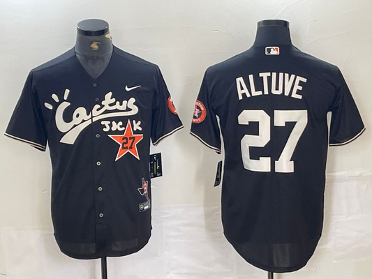 Men's Houston Astros Jose Altuve #27 Black Limited Player jersey
