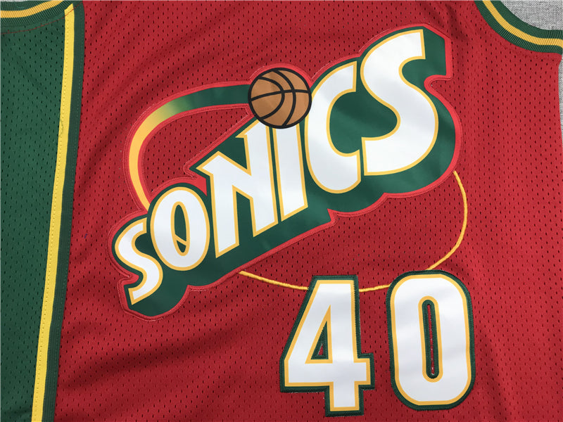 Men's Seattle SuperSonics Shawn Kemp 1995-96 Red Hardwood Classics Swingman Jersey