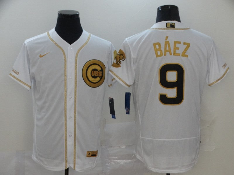 Men's Chicago Cubs Javier Baez #9 White Alternate Game jersey
