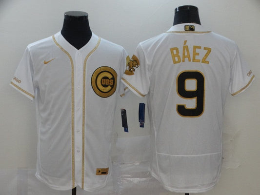 Men's Chicago Cubs Javier Baez #9 White Alternate Game jersey