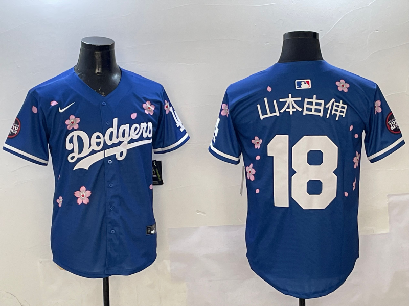 Men's Los Angeles Dodgers Yoshinobu Yamamoto #18 Royal Alternate Replica Player jersey