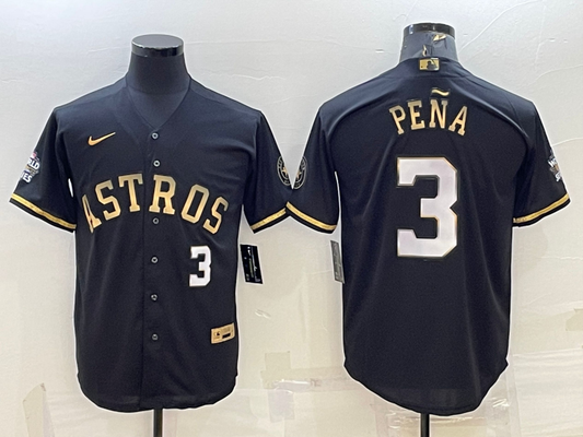 Men's Houston Astros Jeremy Pena #3 Black Replica Authentic jersey