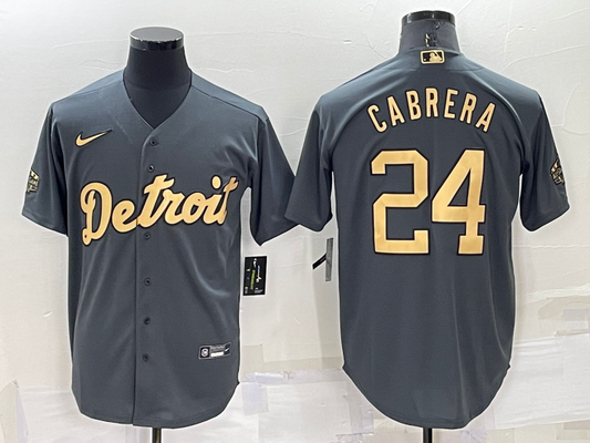 Men's Detroit Tigers Miguel Cabrera #24 Gray Stitched jersey