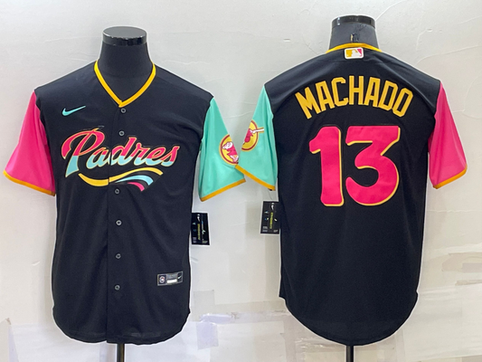 Men's San Diego Padres Manny Machado #13 Black City Connect Replica Player jersey