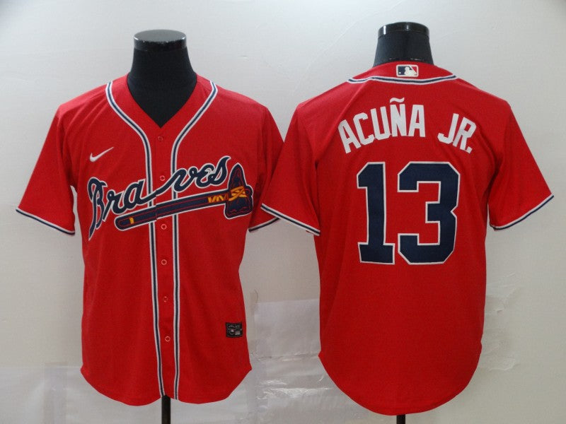 New Men's Atlanta Braves Ronald Acuna Jr. #13 jersey Red