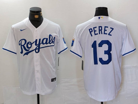 Men's Kansas City Royals Salvador Perez #13 White Home Limited Player jersey