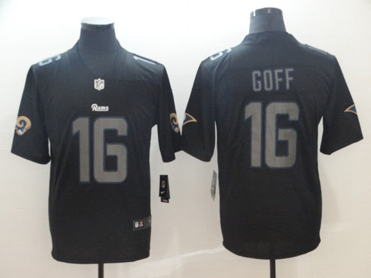 Men's Los Angeles Rams Jared Goff #16 Black Player Game jersey