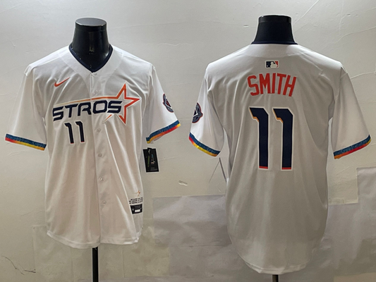 Men's Houston Astros Cam Smith #11 White 2025 City Connect Limited Player jersey