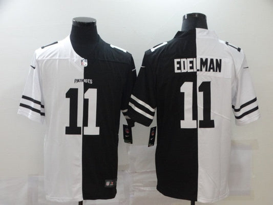 Men's New England Patriots Julian Edelman #11 Black/White Game jersey