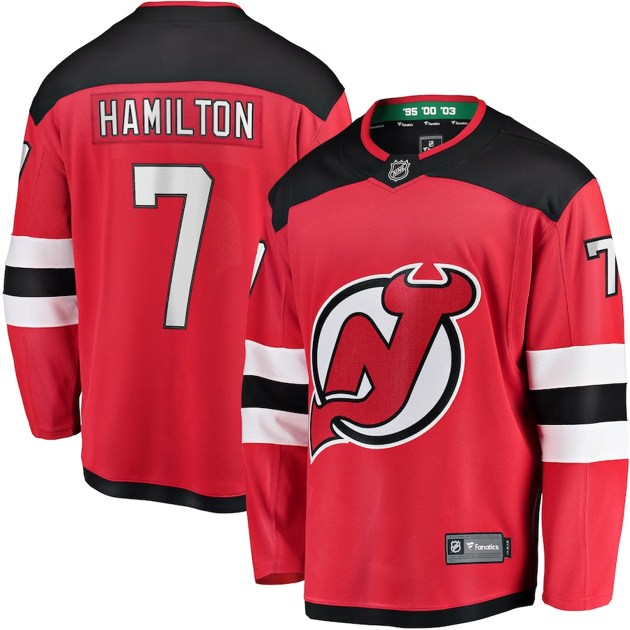 Men's New jersey Devils Dougie Hamilton #7 Red Player Game jersey