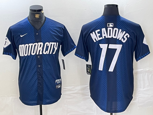 Men's Detroit Tigers Austin Meadows #17 Navy 2024 City Connect Limited jersey