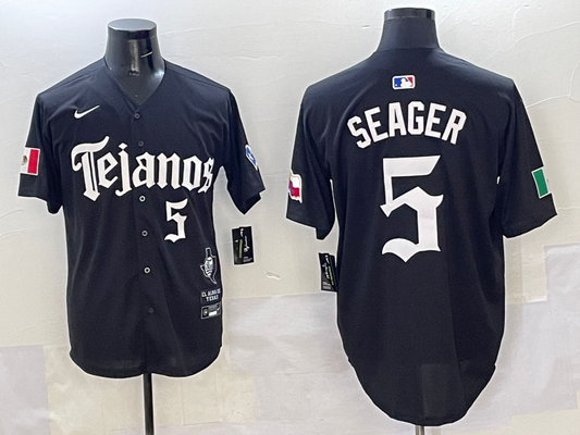 Men's Texas Rangers Corey Seager #5 Black Player Jersey