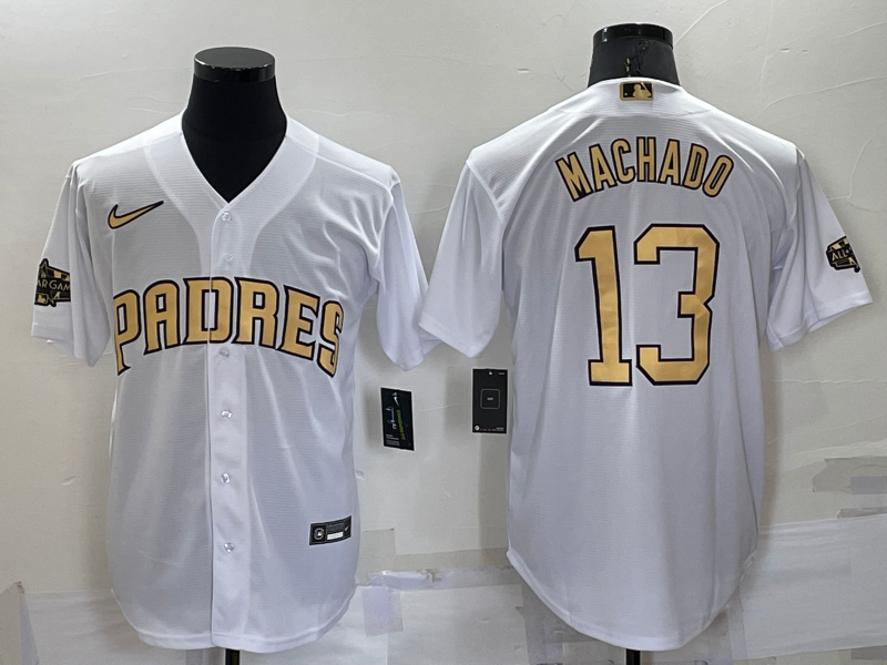 Men's San Diego Padres Manny Machado #13 White Replica Baseball jersey