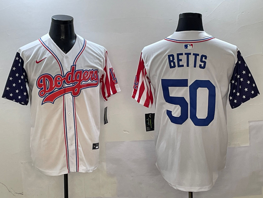Men's Los Angeles Dodgers Mookie Betts White Replica Game jersey