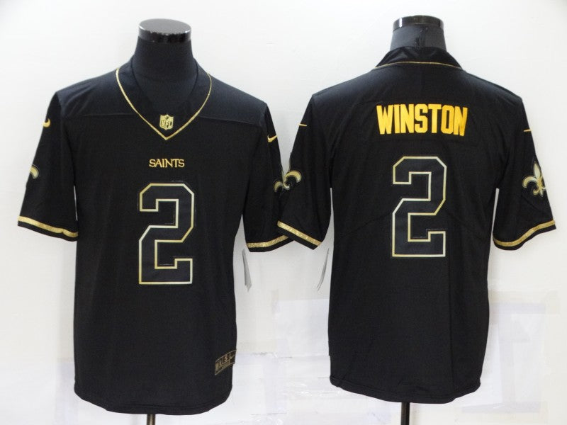 Men's New Orleans Saints Jameis Winston #2 Black Game Player jersey
