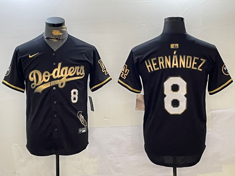 Men's Los Angeles Dodgers Enrique Hernandez #8 Black Game Player jersey