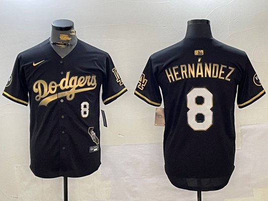 Men's Los Angeles Dodgers Enrique Hernandez #8 Black Game Player jersey