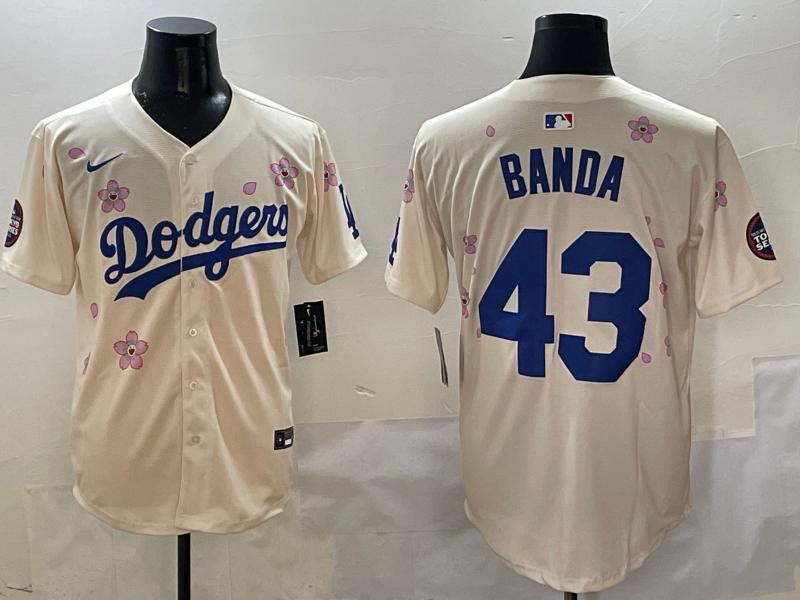 Men's Los Angeles Dodgers Anthony Banda #43 Cream Player Jersey