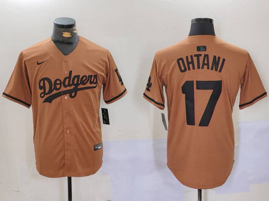 Men's Los Angeles Dodgers Shohei Ohtani #17 Brown Game Player jersey