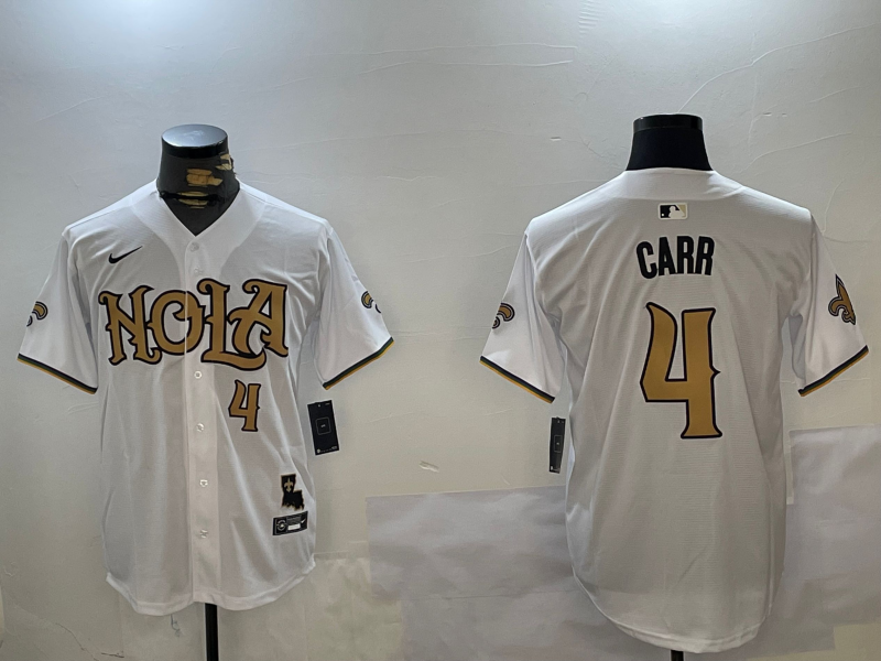 Men's New Orleans Saints Derek Carr #4 White Player jersey