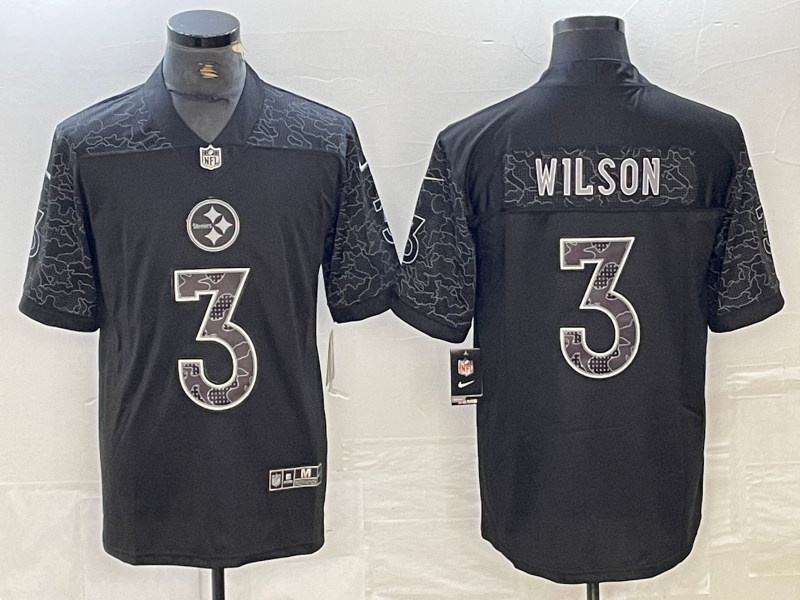 Men's Pittsburgh Steelers Russell Wilson #3 Black RFLCTV Limited jersey