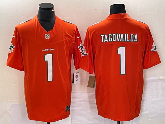 Men's Miami Dolphins Tua Tagovailoa #1 Orange Aqua Legend jersey